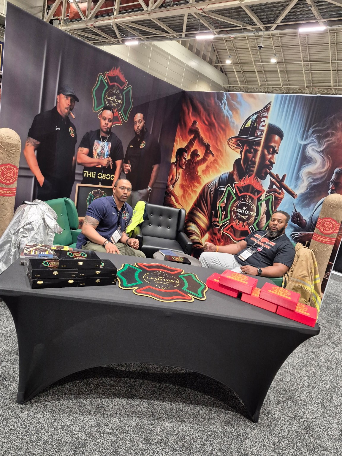 Flashover Cigars team at a trade show